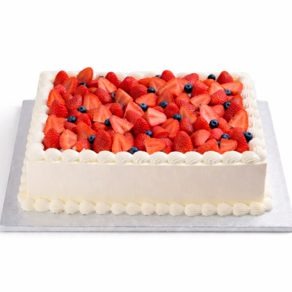 Party & Event Size Cakes in Brighton and Sussex 2 Rectangular strawberry shortcake with fluffy sponge, fresh cream and strawberries – Neeko